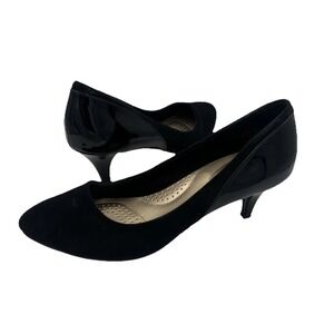 Dexflex Comfort Jeanne Women's Black Faux Suede & patent‎ leather Pump Shoes 8.5
